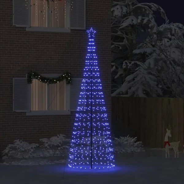 Arbre de Noël LED avec piquets au sol Bleu 400 cm Fer