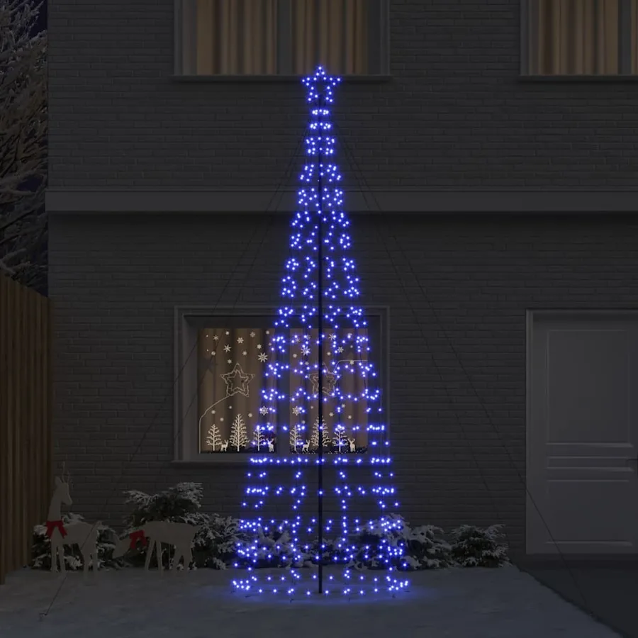 Arbre de Noël LED avec piquets au sol Bleu 400 cm Fer - 3