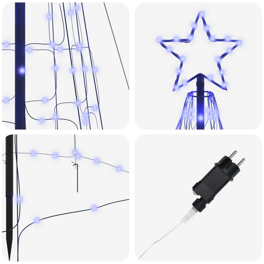 Arbre de Noël LED avec piquets au sol Bleu 400 cm Fer - 6