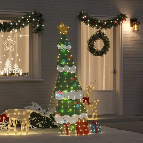 Sapin de Noël lumineux avec 3 boîtes-cadeaux 2D blanc chaud