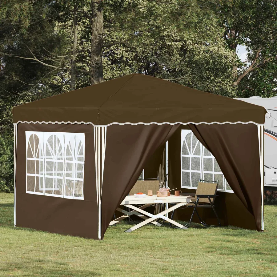 Tente de fête pop-up 288 x 288 x 245 cm Taupe Tissu Oxford