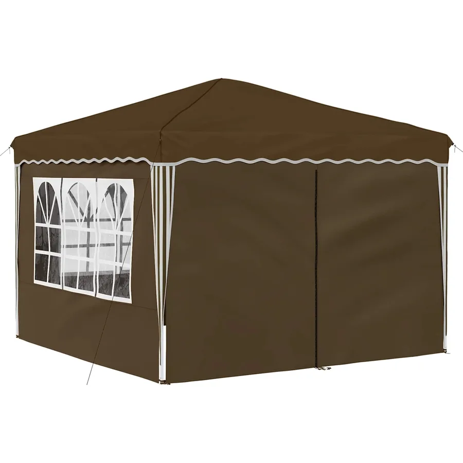 Tente de fête pop-up 288 x 288 x 245 cm Taupe Tissu Oxford - 5