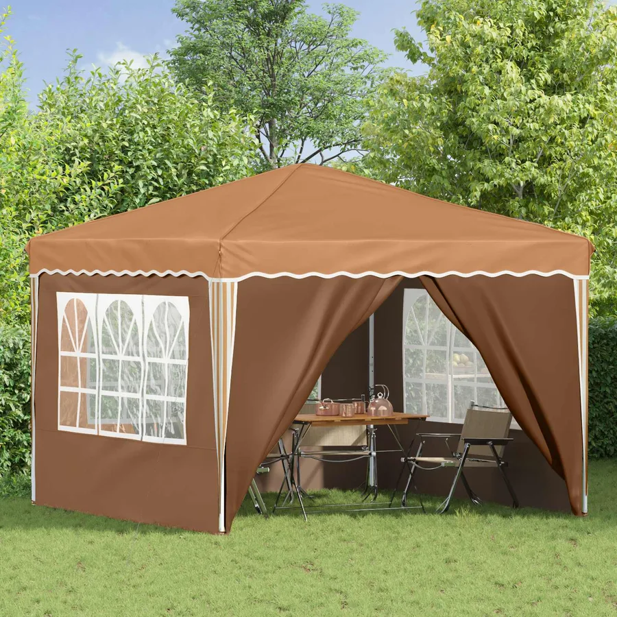 Tente de fête pop-up 288 x 288 x 245 cm Beige Tissu Oxford - 3