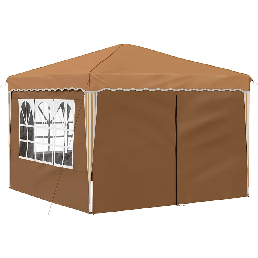 Tente de fête pop-up 288 x 288 x 245 cm Beige Tissu Oxford - 5
