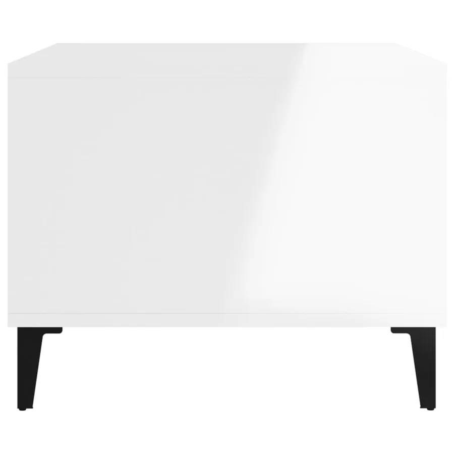 Table basse Blanc brillant 60x50x40 cm Bois d'ingénierie - 6