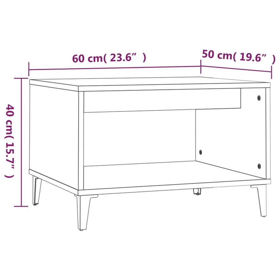 Table basse Blanc brillant 60x50x40 cm Bois d'ingénierie - 7