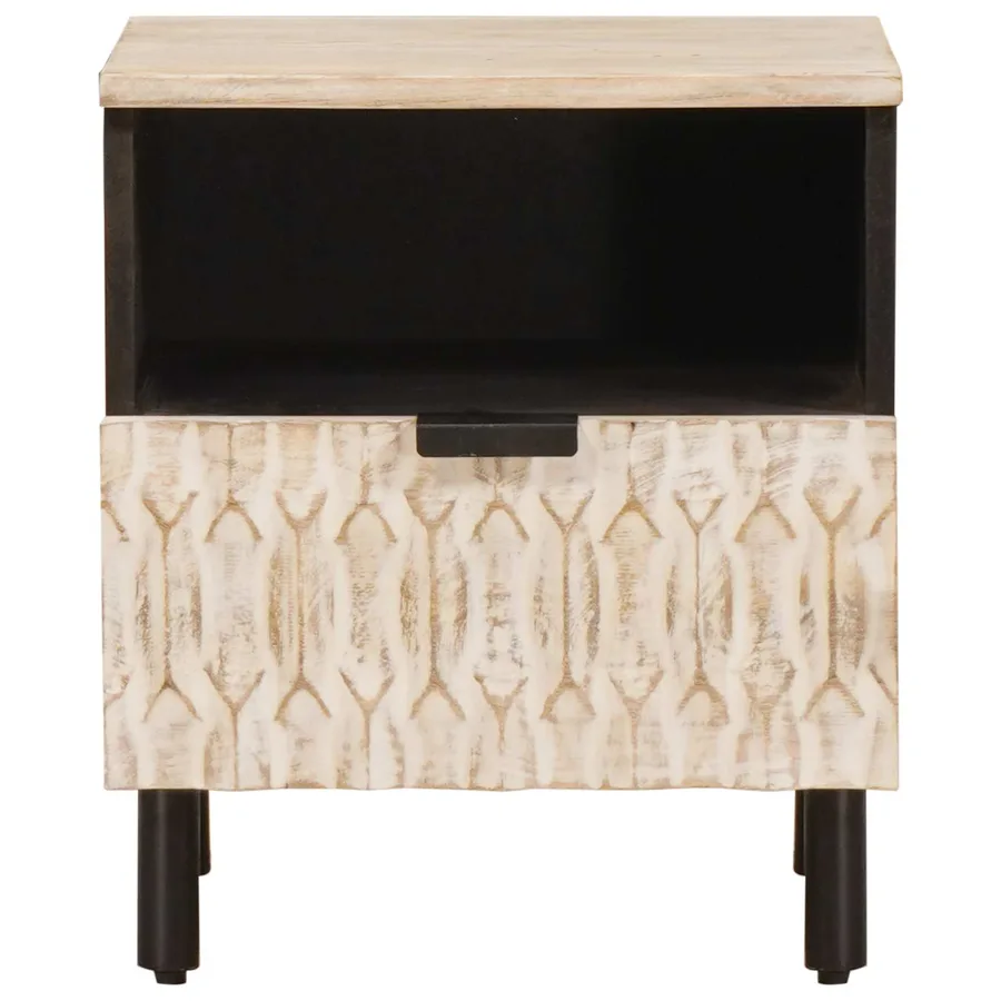 Cabinet de chevet avec tiroir 2 pcs Blanc 40 x 33 x 46 cm - 5