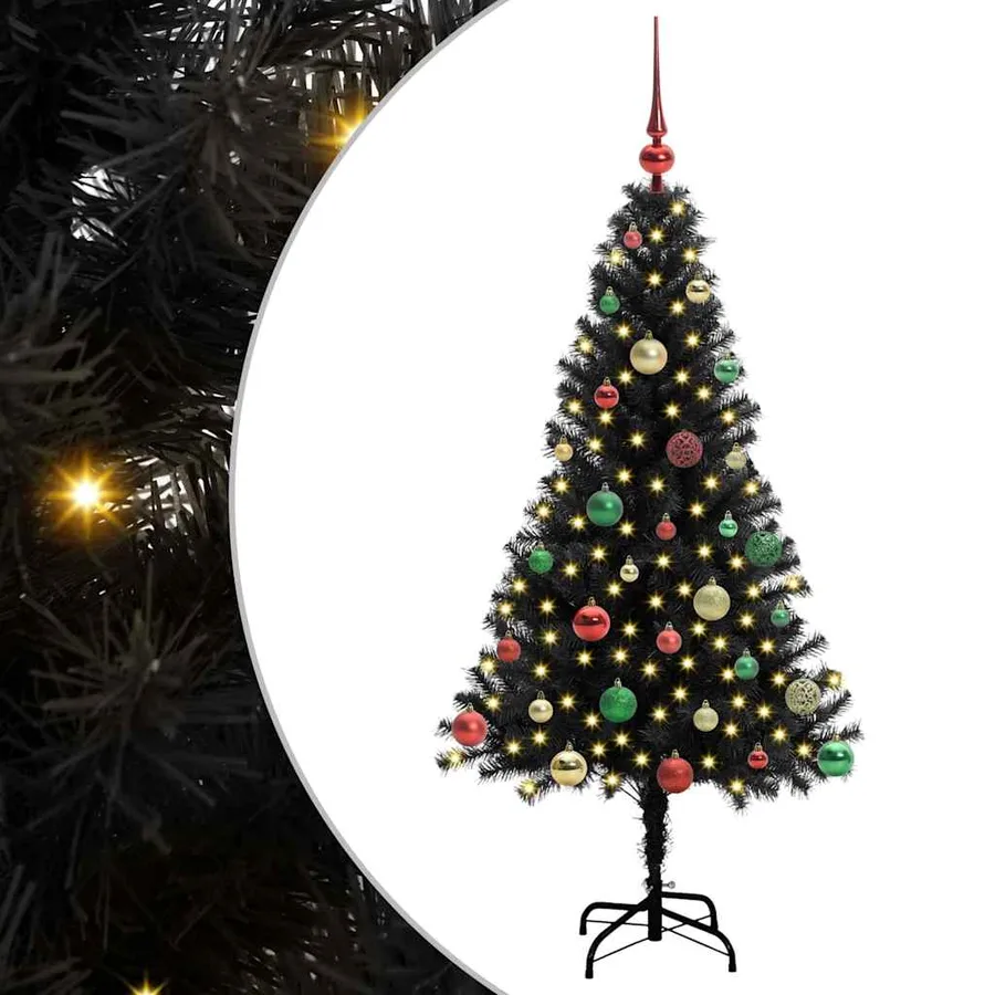 Sapin de Noël avec 150 LED avec support Noir 150 cm PVC - 2