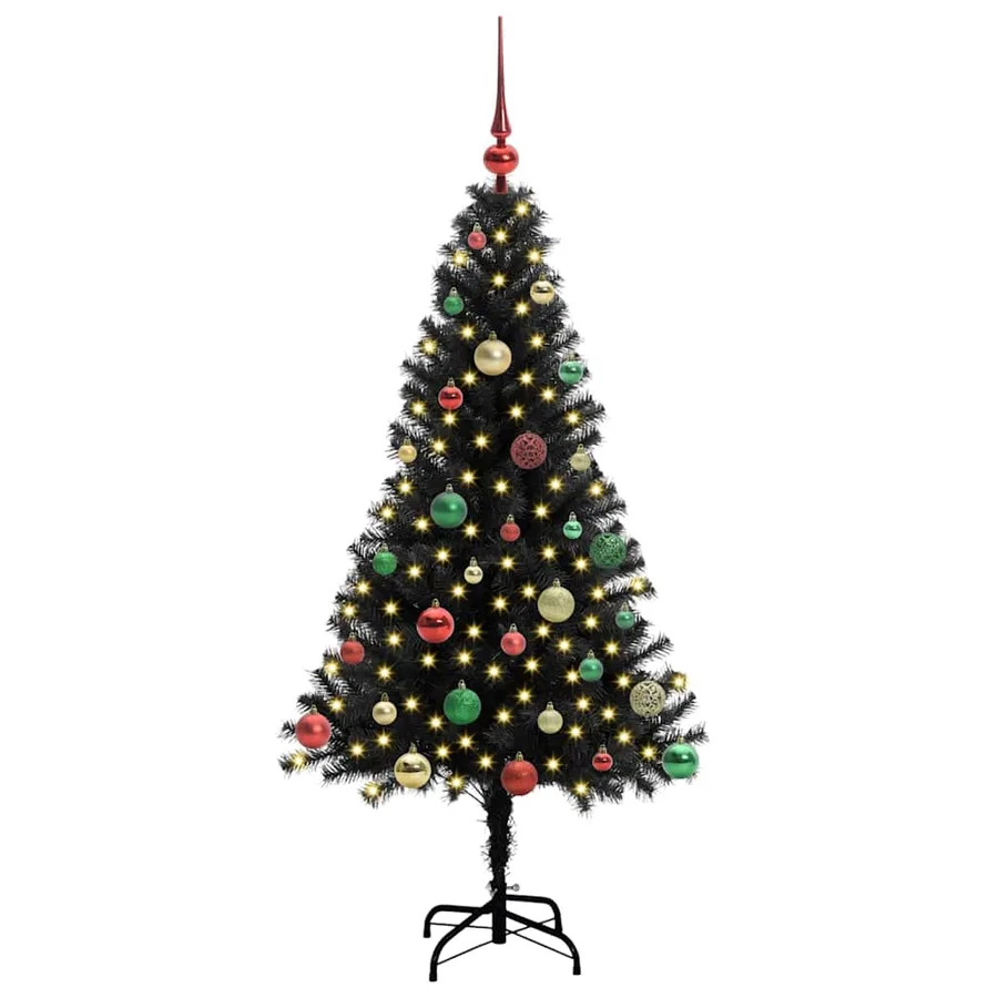 Sapin de Noël avec 150 LED avec support Noir 150 cm PVC - 3