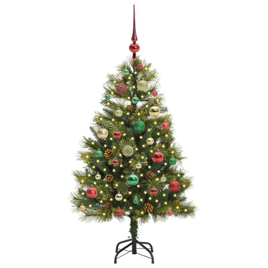 Sapin de Noël artificiel avec branches pliables et cônes 120 cm - 3