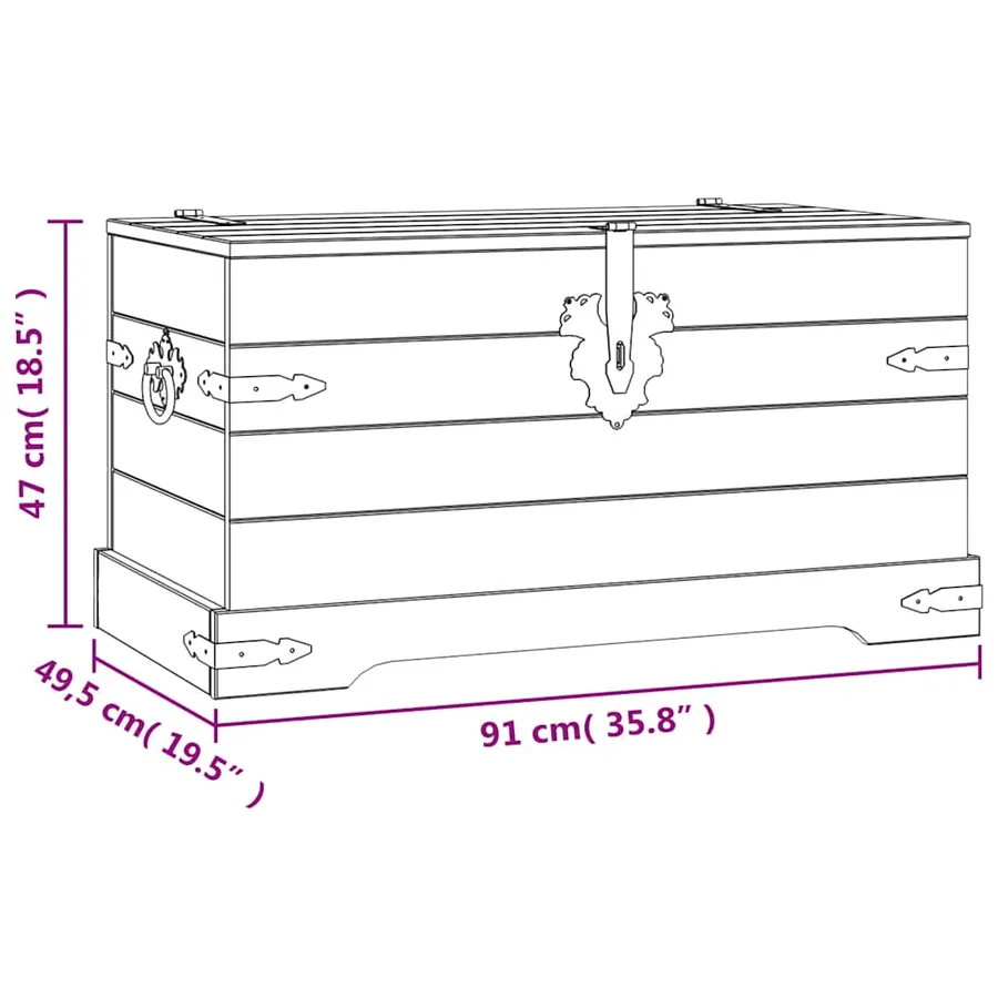 Coffre de rangement Pin mexicain Gamme Corona 91x49,5x47 cm - 8