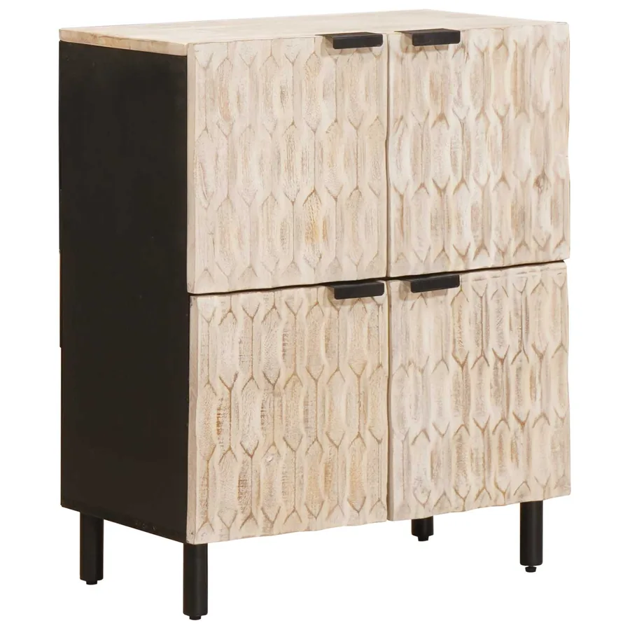 Buffet avec stockage Finition Lavage Blanc 60 x 33 x 75 cm