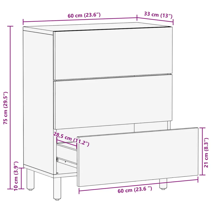 Buffet Finition Lavage Blanc 60 x 33 x 75 cm - 11