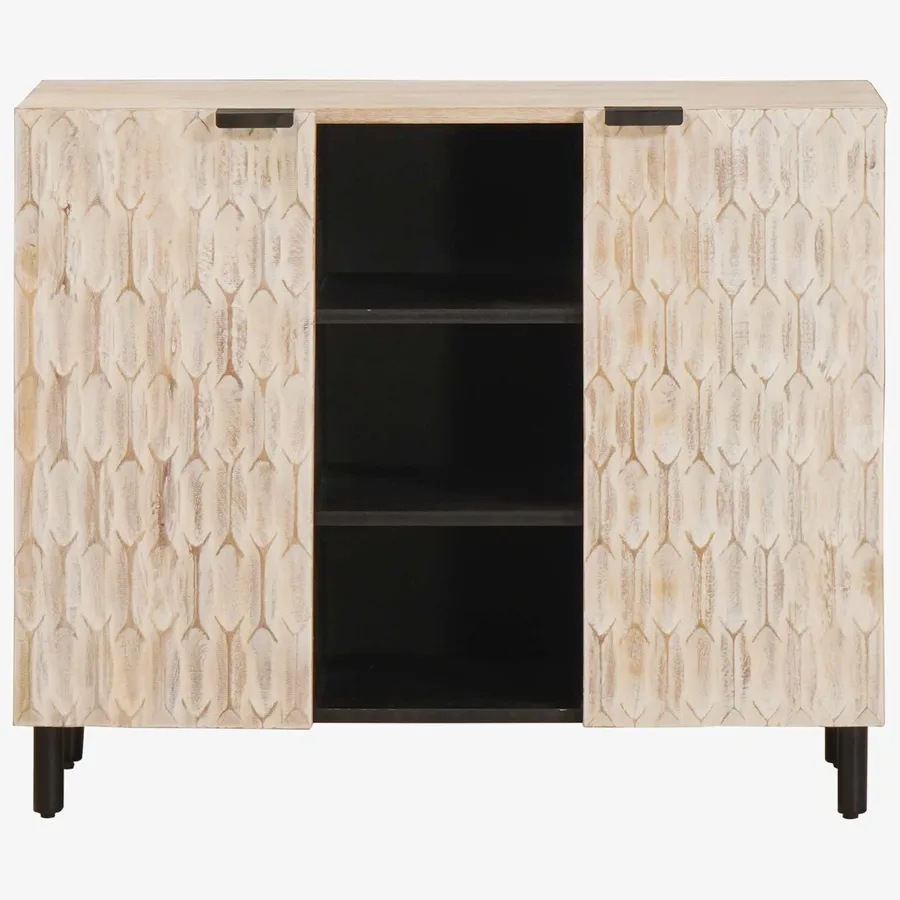 Buffet avec étagère Finition Lavage Blanc 90 x 33 x 75 cm - 3