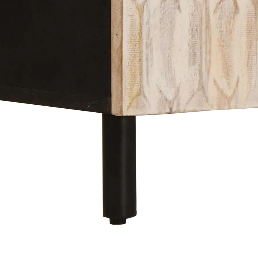 Buffet avec étagère Finition Lavage Blanc 90 x 33 x 75 cm - 8