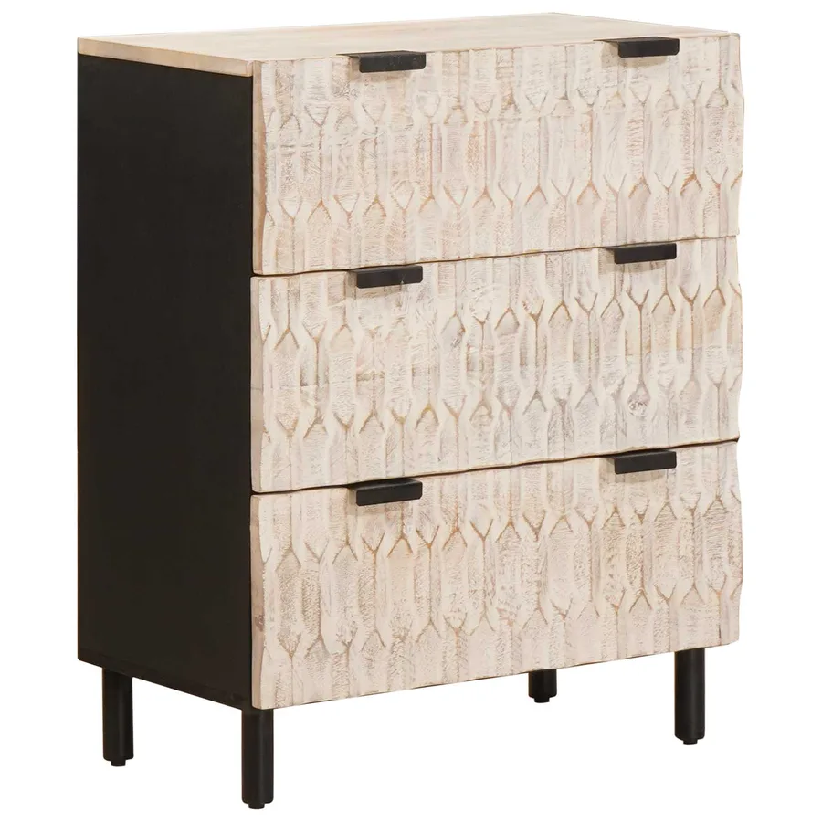 Buffet 2 pcs Finition Lavage Blanc 60 x 33 x 75 cm - 4