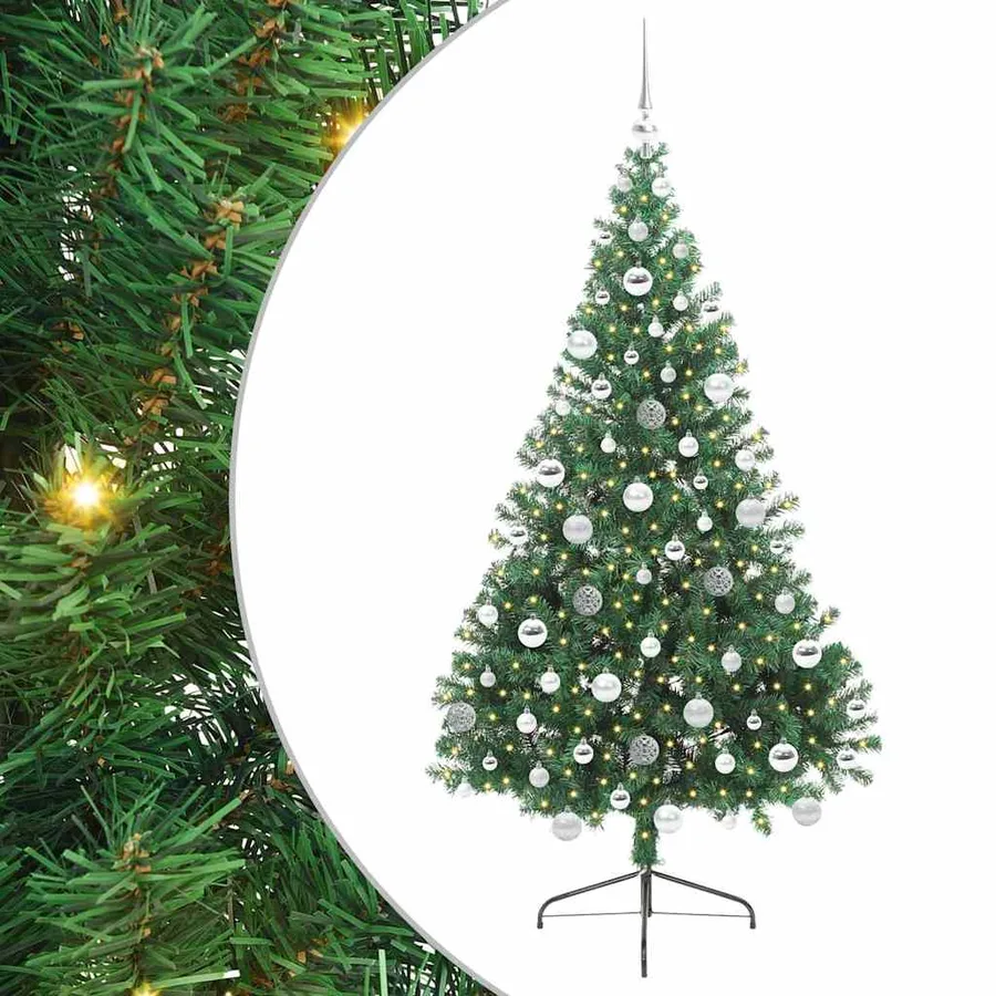 Sapin de Noël artificiel pré-éclairé Vert 180 cm PVC - 2