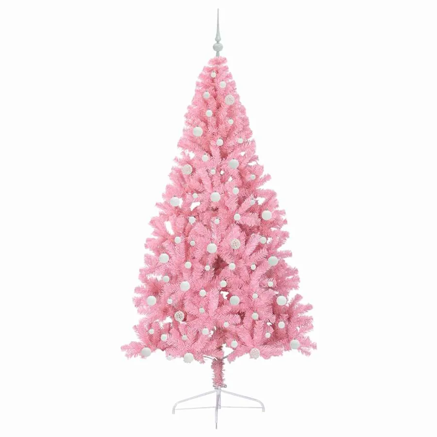 Sapin de Noël artificiel pré-éclairé Rose 240 cm PVC - 4