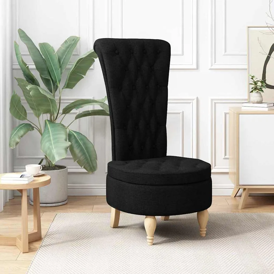 Fauteuil à pantoufle Noir 56,5 x 70 x 110 cm tissu