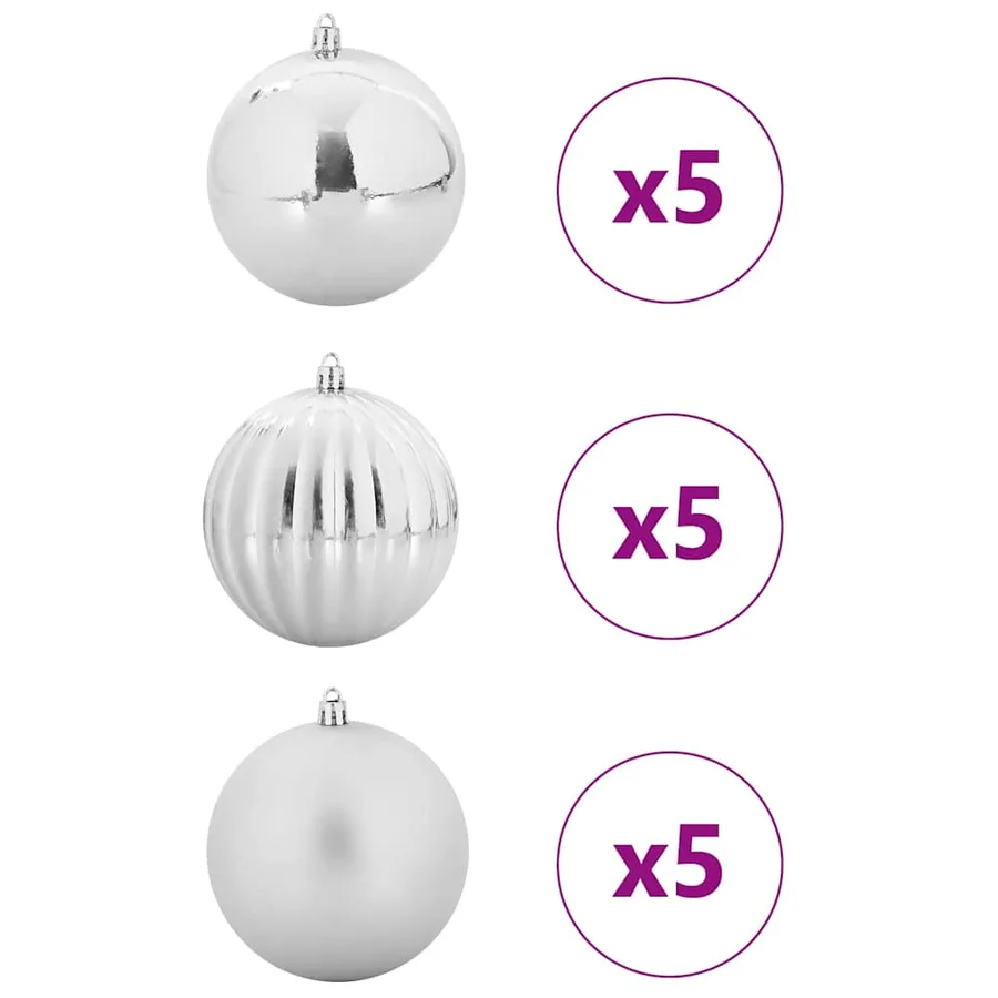 Ensemble de Boules de Noël XL 15 pcs Argent Ø 10 cm Plastique - 3