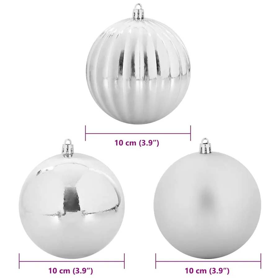 Ensemble de Boules de Noël XL 15 pcs Argent Ø 10 cm Plastique - 5