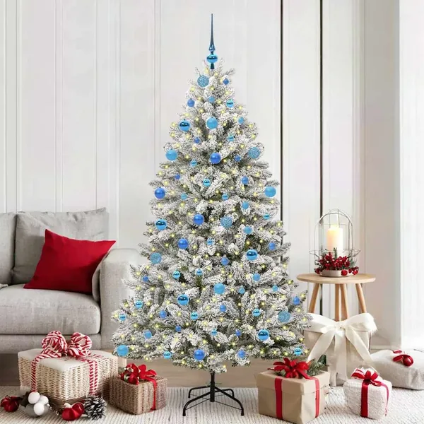 Sapin de Noël artificiel Vert et blanc 180 cm PVC et métal