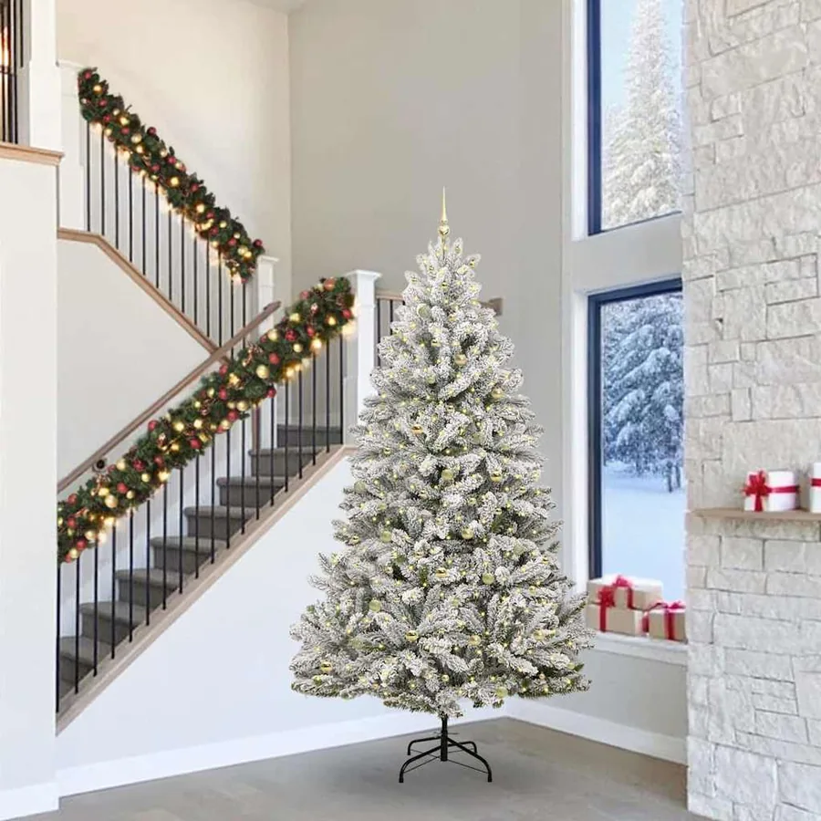 Sapin de Noël artificiel Vert et blanc 300 cm PVC et métal
