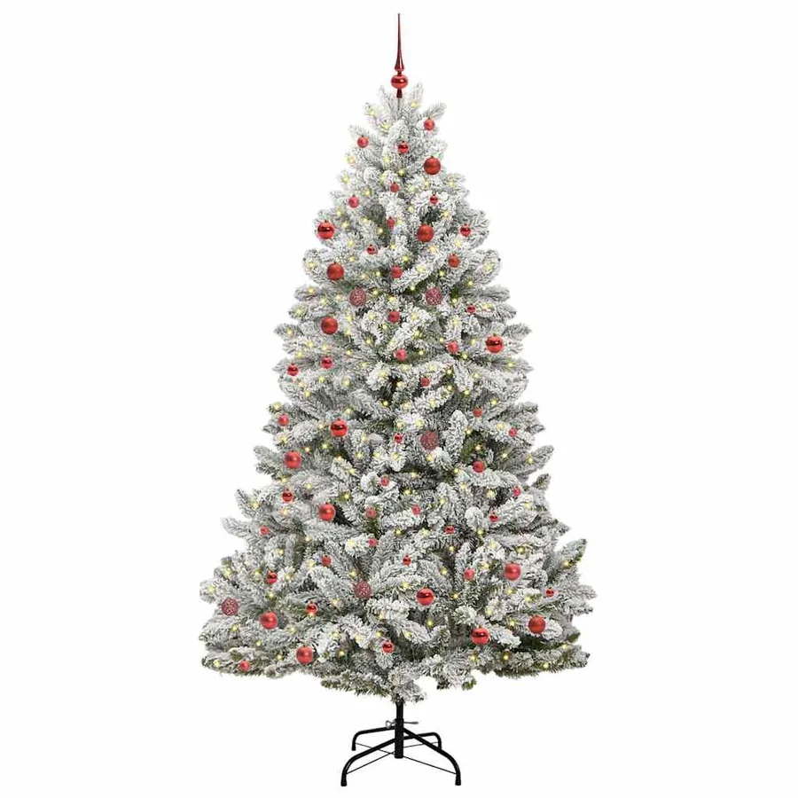 Sapin de Noël artificiel Vert et blanc 210 cm PVC et métal - 2