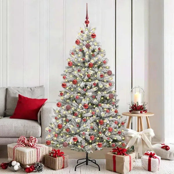 Sapin de Noël artificiel Vert et blanc 180 cm PVC et métal