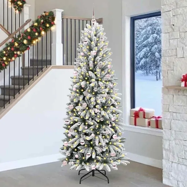 Sapin de Noël artificiel avec 300 LED avec support Blanc 240 cm
