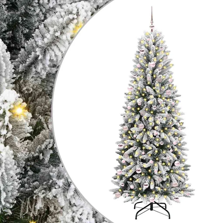Sapin de Noël artificiel avec 300 LED avec support Blanc 240 cm - 2