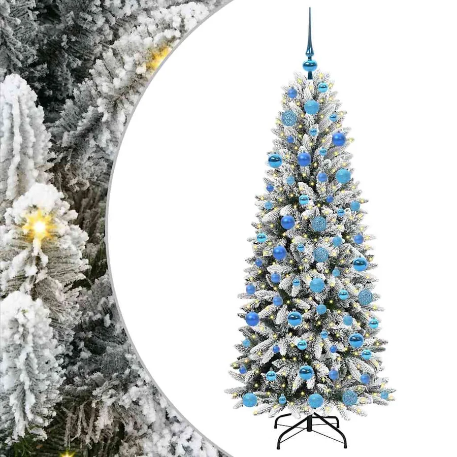 Sapin de Noël artificiel avec 300 LED avec support Blanc 180 cm - 2