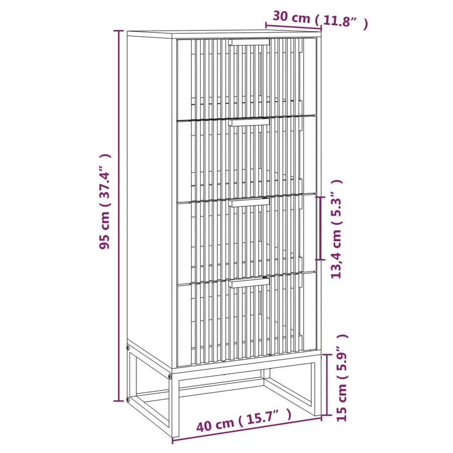 Buffet haut noir 40x30x95 cm bois d'ingénierie - 7
