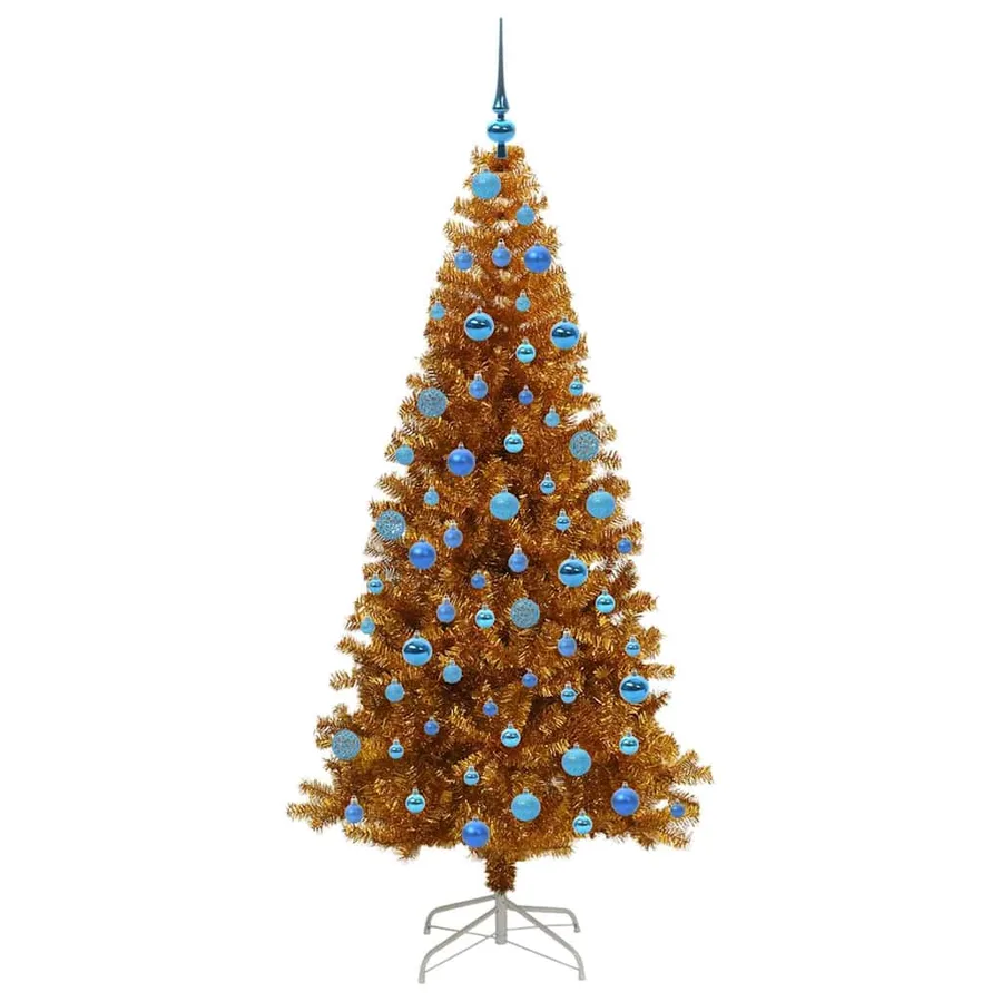 Sapin de Noël avec 300 LED avec support Doré 180 cm PET - 4