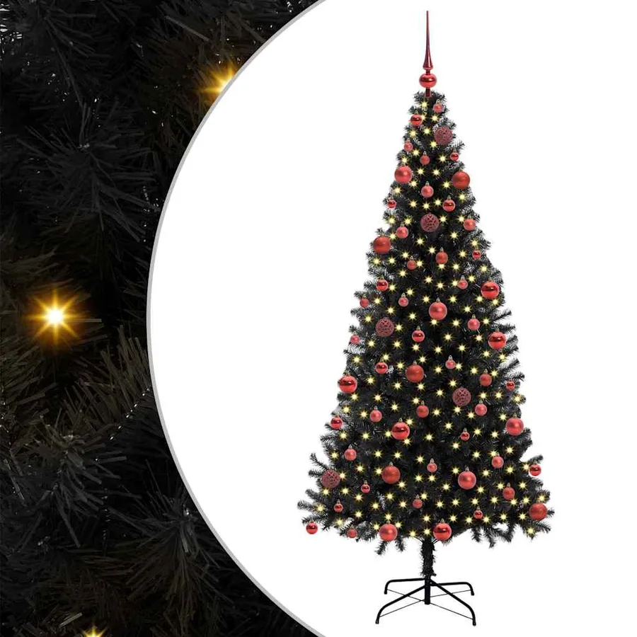 Sapin de Noël avec 300 LED avec support Noir 180 cm PVC - 2