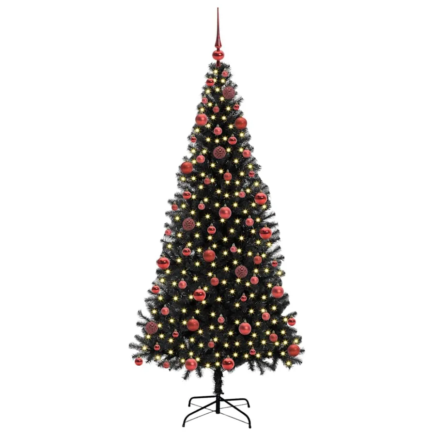 Sapin de Noël avec 300 LED avec support Noir 180 cm PVC - 3