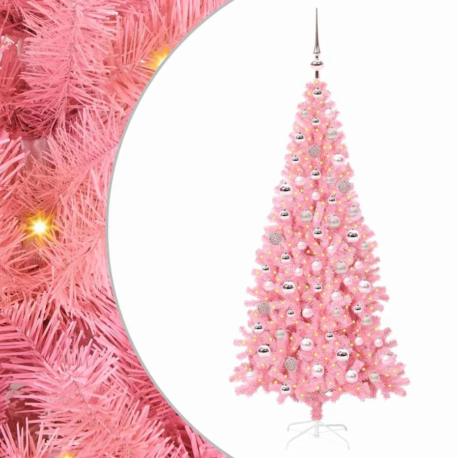 Sapin de Noël avec 300 LED avec support Rose 180 cm PVC - 2