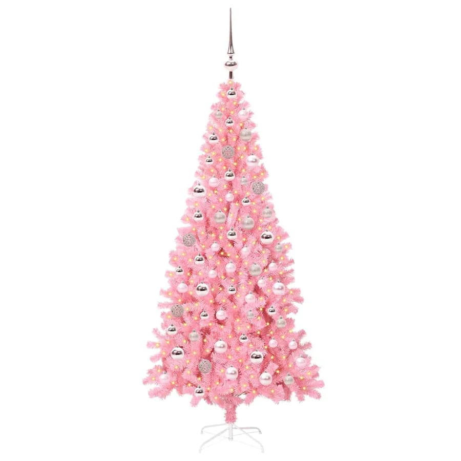 Sapin de Noël avec 300 LED avec support Rose 180 cm PVC - 3