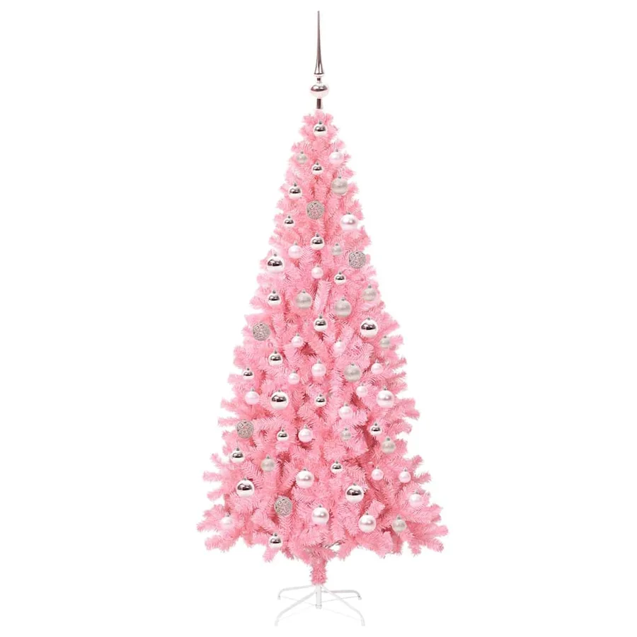 Sapin de Noël avec 300 LED avec support Rose 180 cm PVC - 4