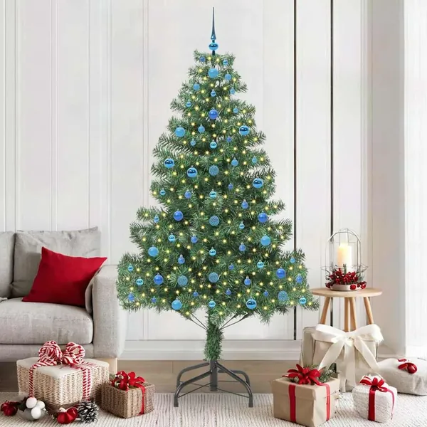Sapin de Noël avec 300 LED avec support Vert 210 cm PVC