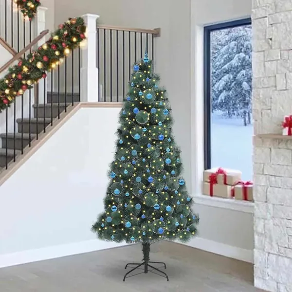 Arbre de Noël artificiel pré-éclairé avec ensemble de boules