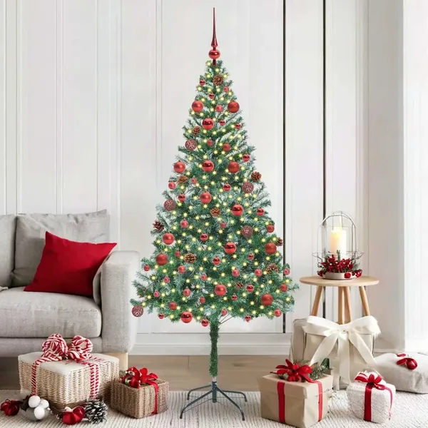 Sapin de Noël artificiel avec 300 LED Vert 180 cm PVC et Acier