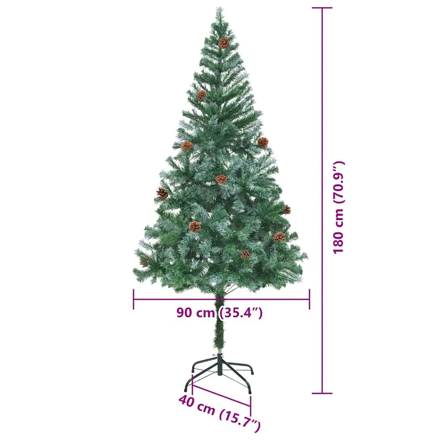 Sapin de Noël artificiel avec 300 LED Vert 180 cm PVC et Acier - 16