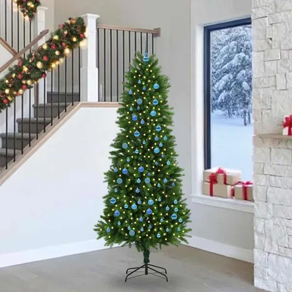 Sapin de Noël avec 300 LED avec support Vert 240 cm PE