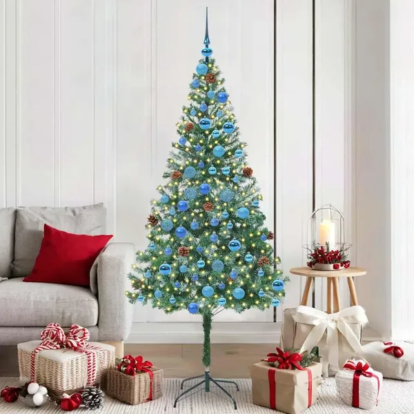 Sapin de Noël artificiel avec 300 LED Vert 180 cm PVC et Acier