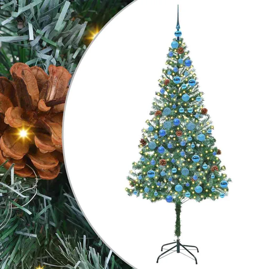 Sapin de Noël artificiel avec 300 LED Vert 180 cm PVC et Acier - 2