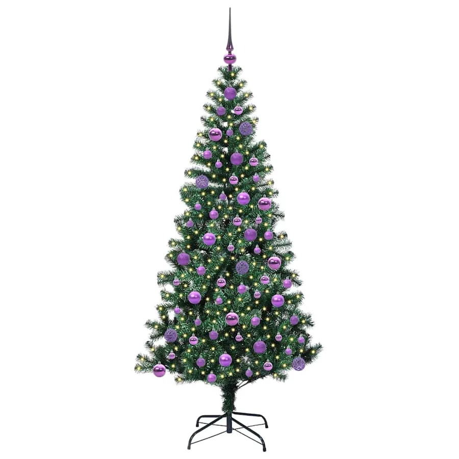 Sapin de Noël artificiel pré-éclairé Vert 180 cm PVC et métal - 3