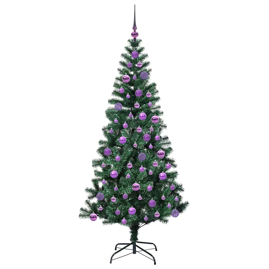 Sapin de Noël artificiel pré-éclairé Vert 180 cm PVC et métal - 4