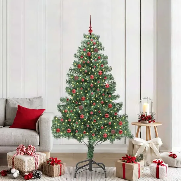 Sapin de Noël avec 300 LED avec support Vert 210 cm PVC