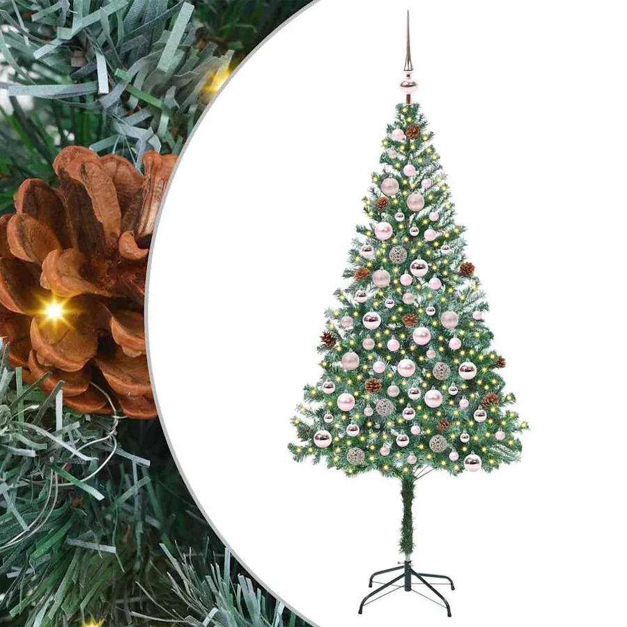 Sapin de Noël artificiel avec 300 LED Vert 180 cm PVC et Acier - 2